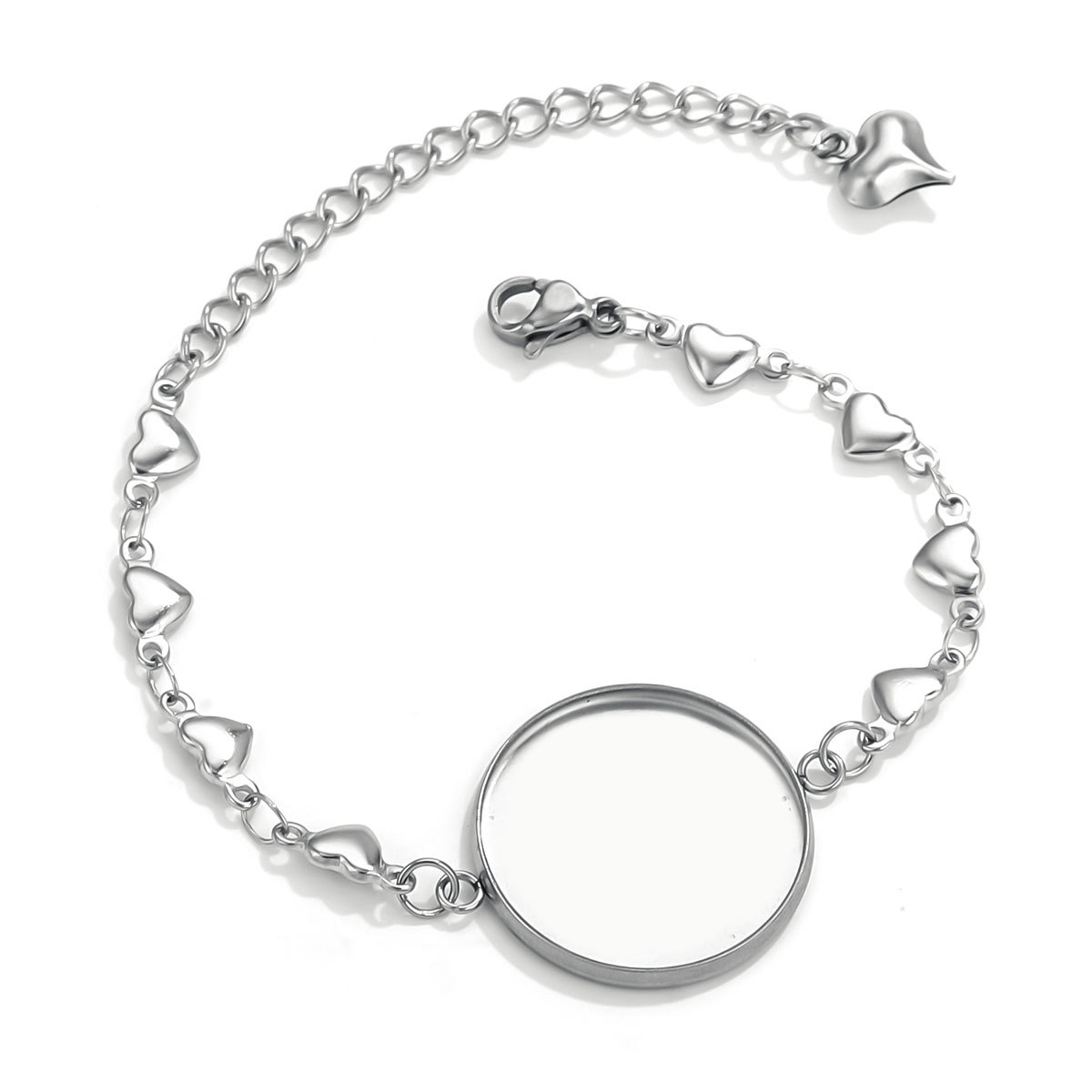 20mm Acero inoxidable gema bandeja pulsera soporte inferior ranura cubierta de goma pieza DIY joyería hecha a mano Accesorios