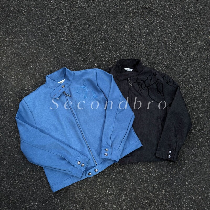 Designer's high-end "Return of Geese" new Chinese-style embroidered stand-collar unisex casual top with a classic shoulder design
