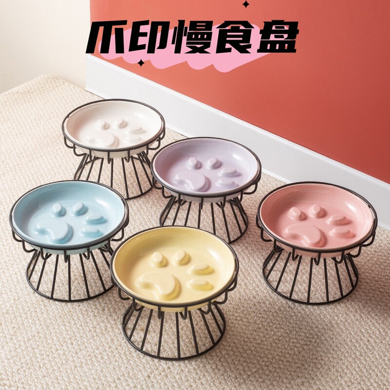 Cross-Border Ceramic Cat Bowl, Cat Dish, Licking Plate, Slow Feeding Plate, Anti-Choking Slow Feeding Plate with Stand, Neck Protection, Anti-Knock over Cat Food Dish Cross-Border Ceramic Cat Bowl, Cat Dish, Licking Plate, Slow Feeding Plate, Anti-Choking Slow Feeding Plate with Stand, Neck Protection, Anti-Knock over Cat Food Dish