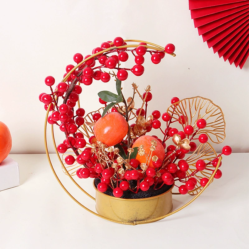 Новогодние ковшовые бочки цветущие и богатые красные фрукты