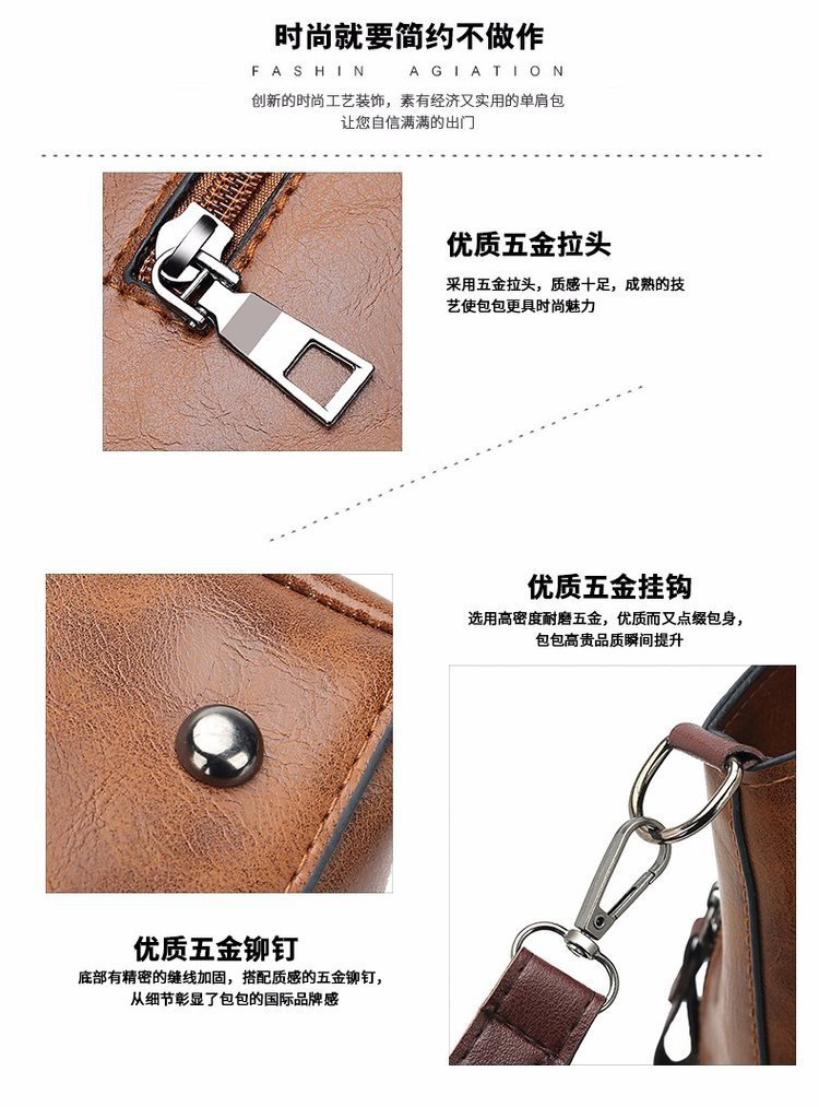 New retro European and American trend women's handbags, single-shoulder bags, crossbody bags, oil-leather cross-border one-piece shipping worldwide undefined