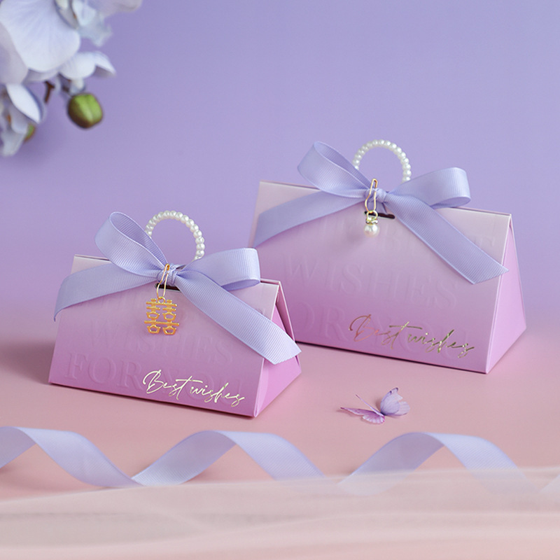 2025 新しい結婚式のキャンディー包装箱シュガーボックス結婚式紫グラデーションイン結婚式のキャンディーボックス英語エンボスボックス|undefined