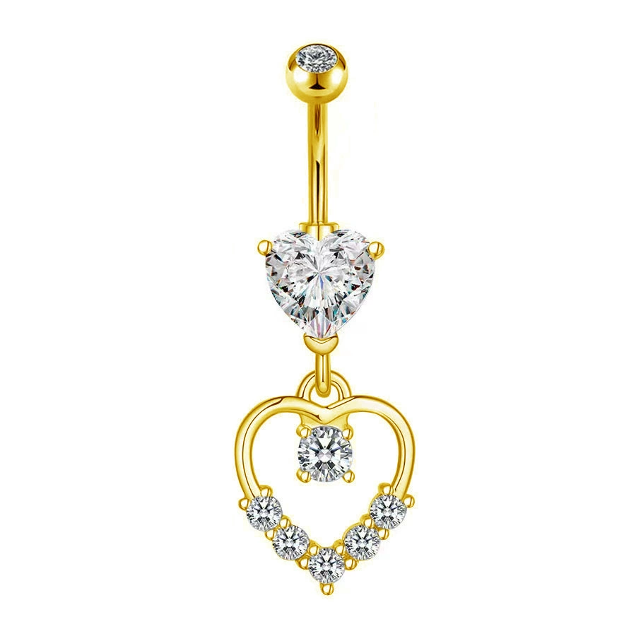 Belly Button Ring, Stainless Steel & Copper, Pink Zircon Accent, Multiple Style Options