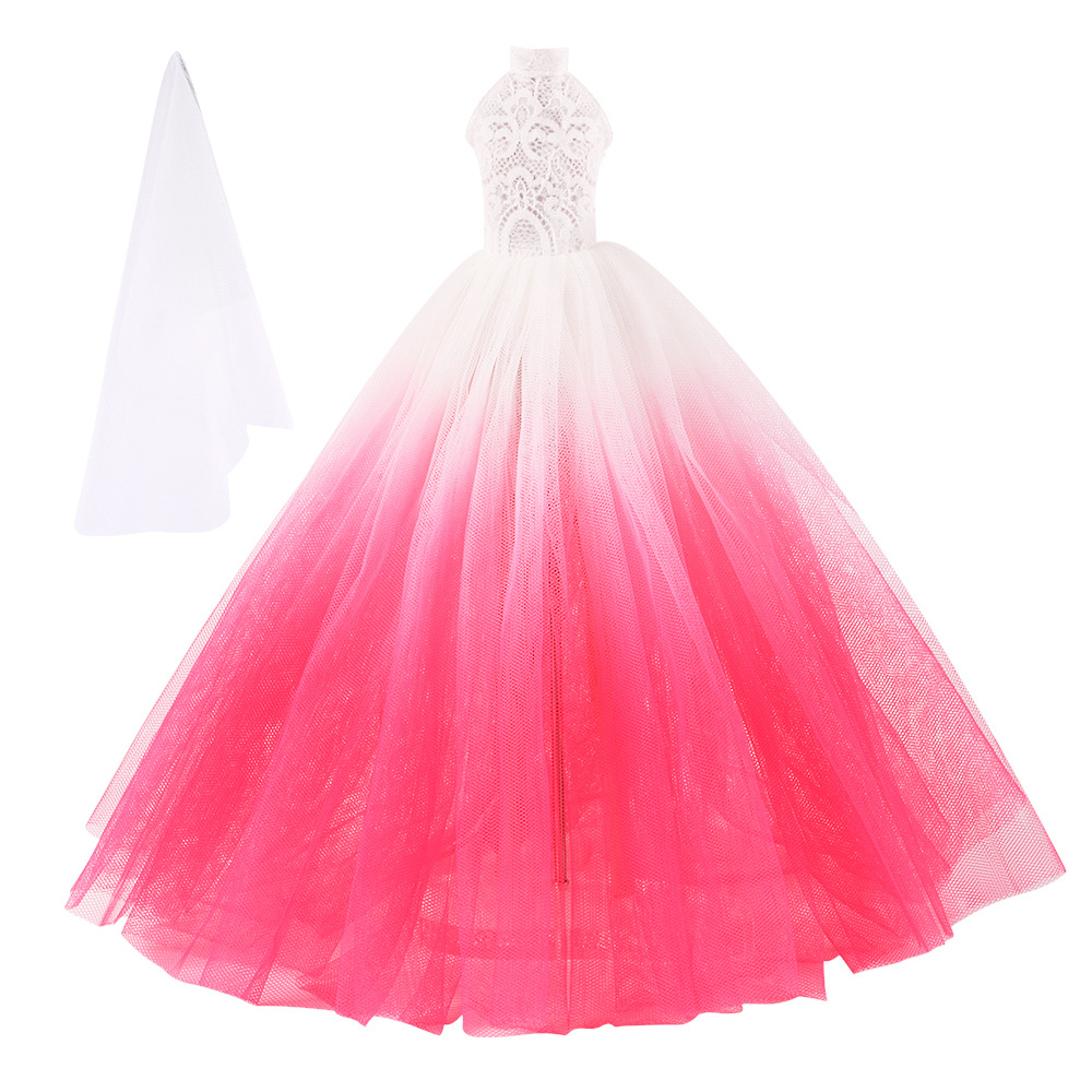 Brudklänning för 30cm docka, elegant prinsessklänning_voghion.com