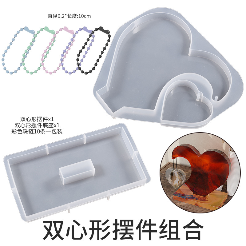 Yu Meiren DIY resina epoxi yeso gran amor corazón Pequeño amor colgante Marco de Fotos decoración base molde de silicona