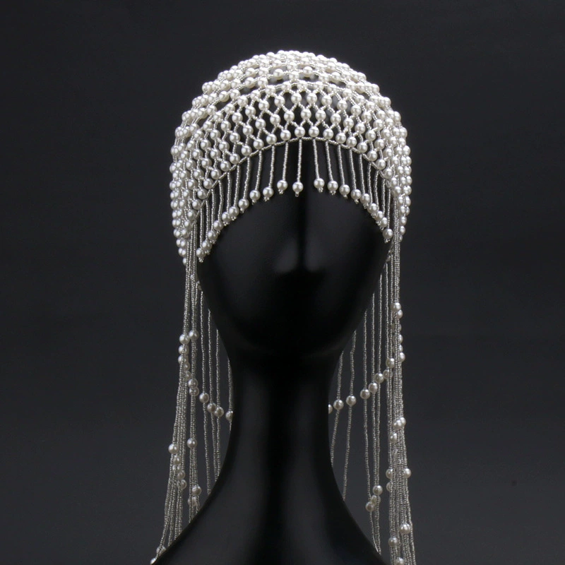 Жемчужный головной убор, модный полый головной убор ручной работы с жемчугом и бисером, женский свадебный стиль, шляпа для стрельбы