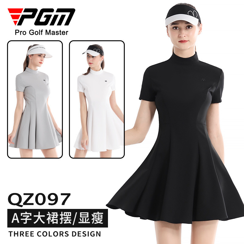 PGM Summer Golf Women's Slim-fit Tight Waist Slim A- line dress Short-sleeved Women's Skirt suit Korean-style Golf Clothing