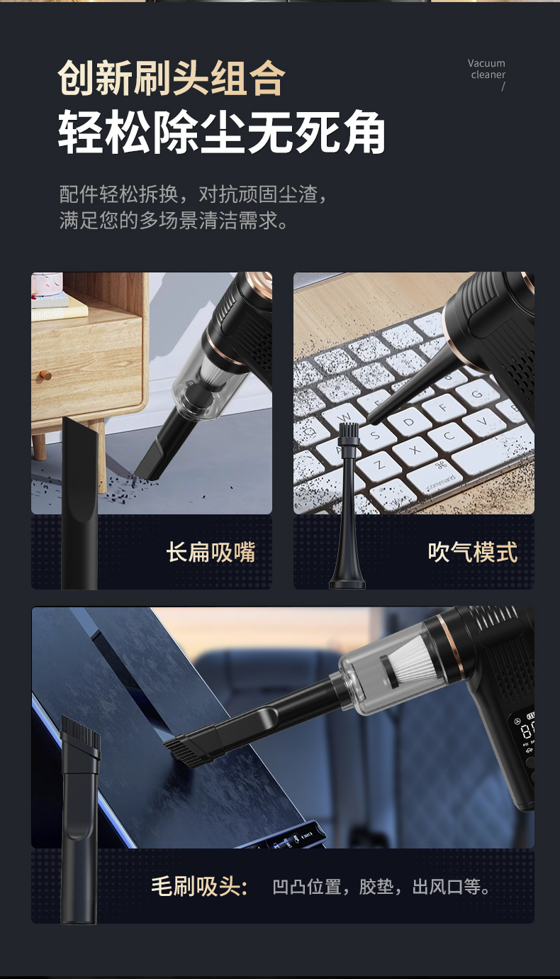 Cross-Border Multifunctional Car Vacuum Cleaner and Air Pump, Outdoor Emergency Tire Inflator, Smart Digital Display Handheld Vacuum Cleaner