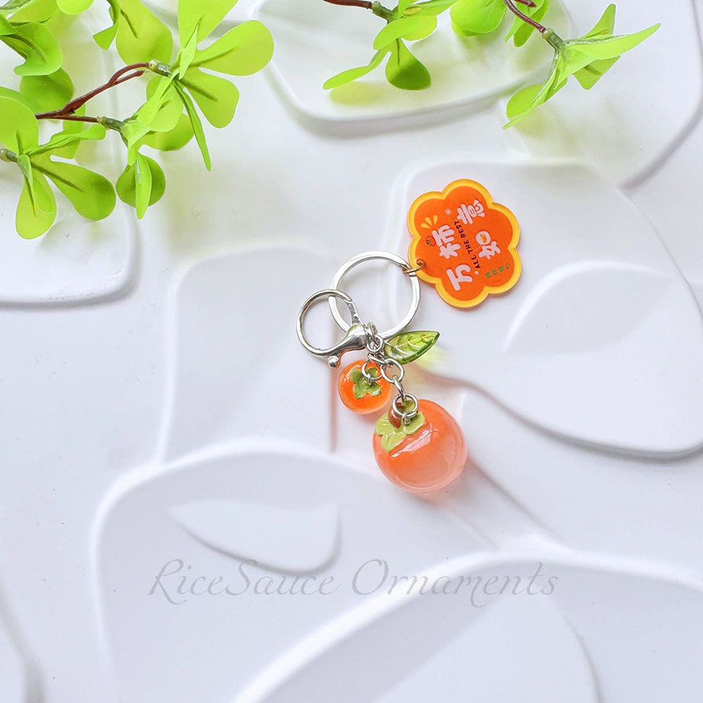 Acrylic Fruit Keychain Pendant, Cute Mini Charm with Leaf Tag, Single or Multi‑Piece Options