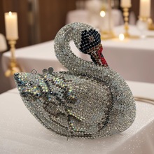 跨境新款天鹅镶钻晚宴包动物立体袋欧美宴会满钻手拿包clutch new