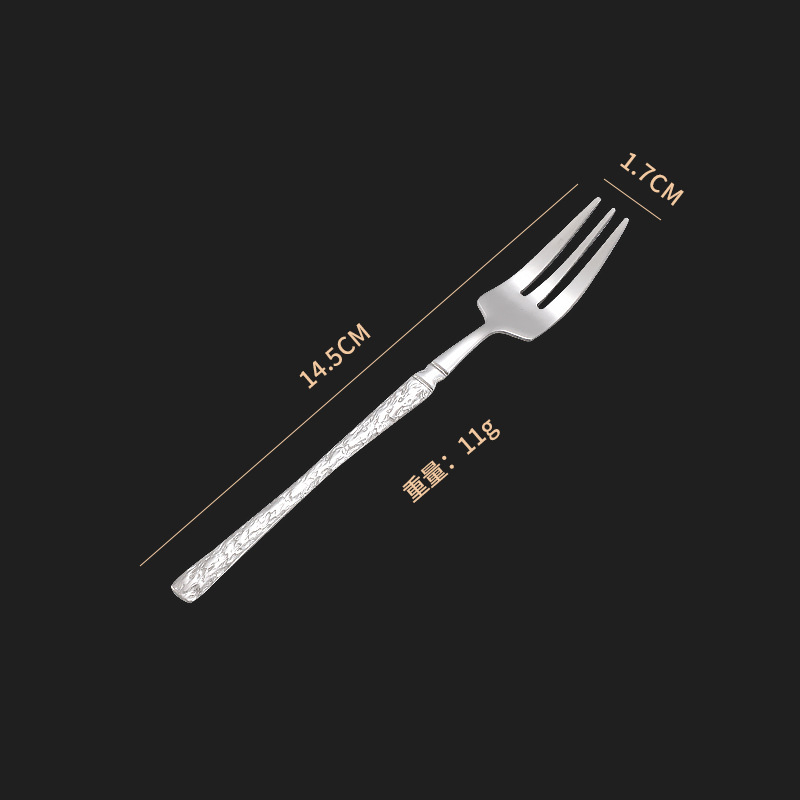 Acero inoxidable transfronterizo estampado de árbol pequeño cuchillo de cintura grueso cuchara cubiertos set martillo cuchillo de filete cuchara cubierta roja en línea