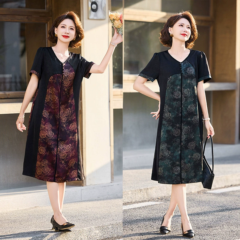 2025 новое платье с длинными рукавами, модное новое платье с цветочным принтом, большой размер, юбка средней длины, закрывающая живот, для похудения