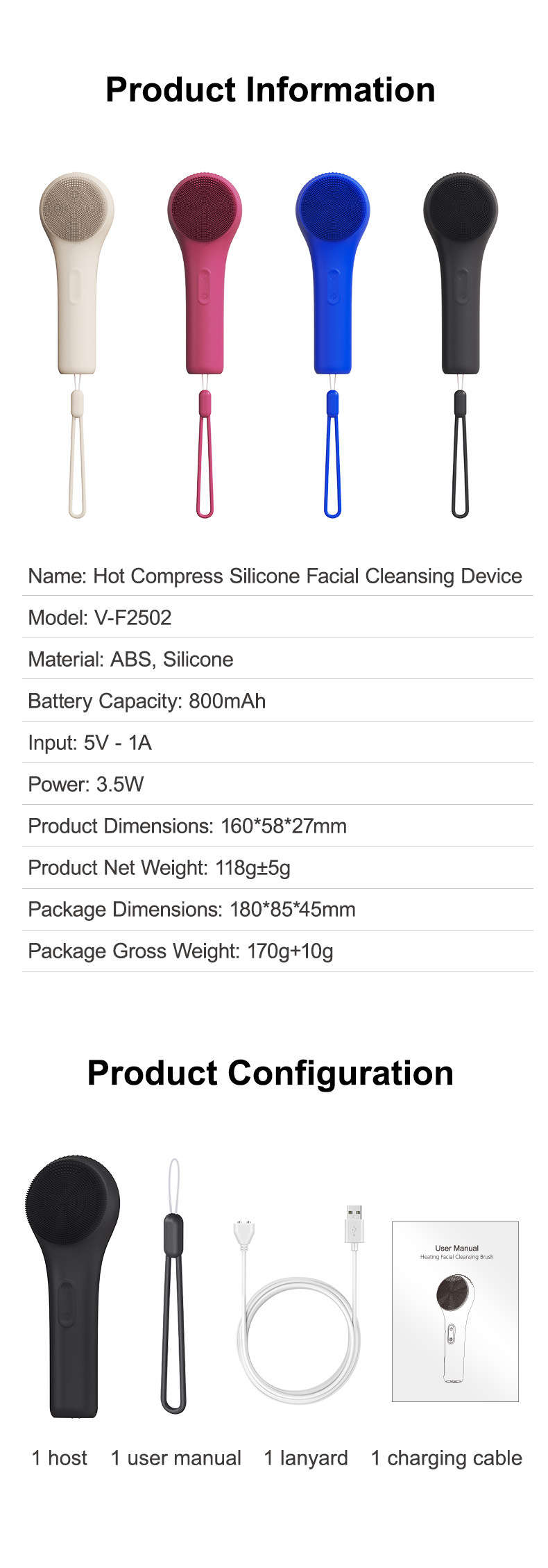 New Temperature Sensing Silicone Facial Cleansing Brush/Cross-Border Hybrid Facial Cleansing Brush