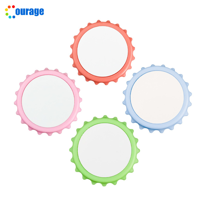 Abridor de botellas de cerveza portátil multiusos dos en uno etiqueta engomada del refrigerador abridor de tapas de botellas abridor de botellas de regalo logotipo impreso