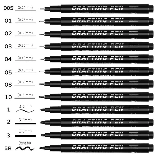 Cross-Border Hot-Selling Needle-Tip Pen for Art, Waterproof Outlining Pen for Hand-Drawn Comics, Sketching, and Drawing, Factory Direct Sale