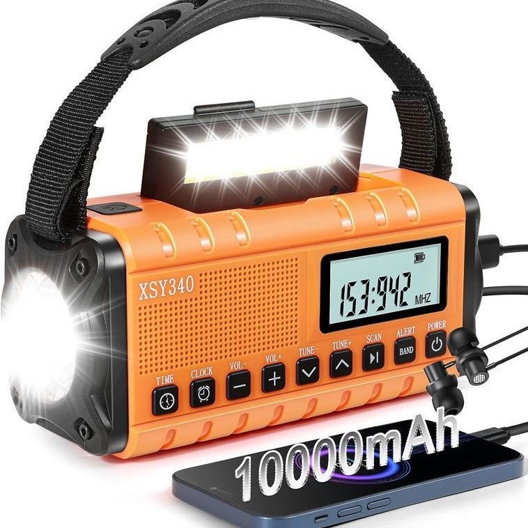 Nueva radio de emergencia multifuncional transfronteriza de Amazon energía solar manual generadora de energía recargable antorcha de lectura