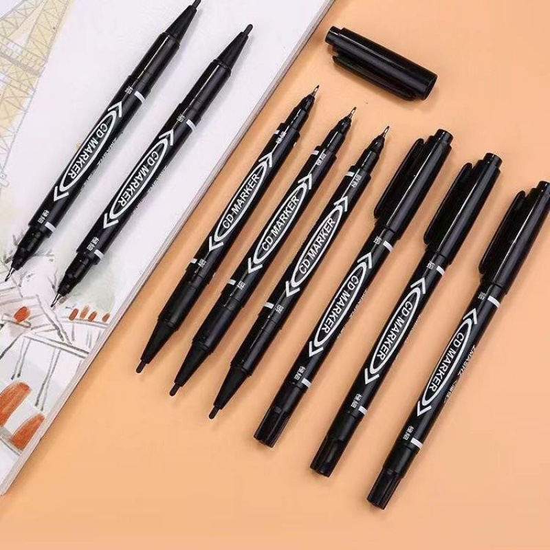 Hook line pen black Fine Arts marker pen Oily colour Quick drying waterproof children painting Small double marking pen