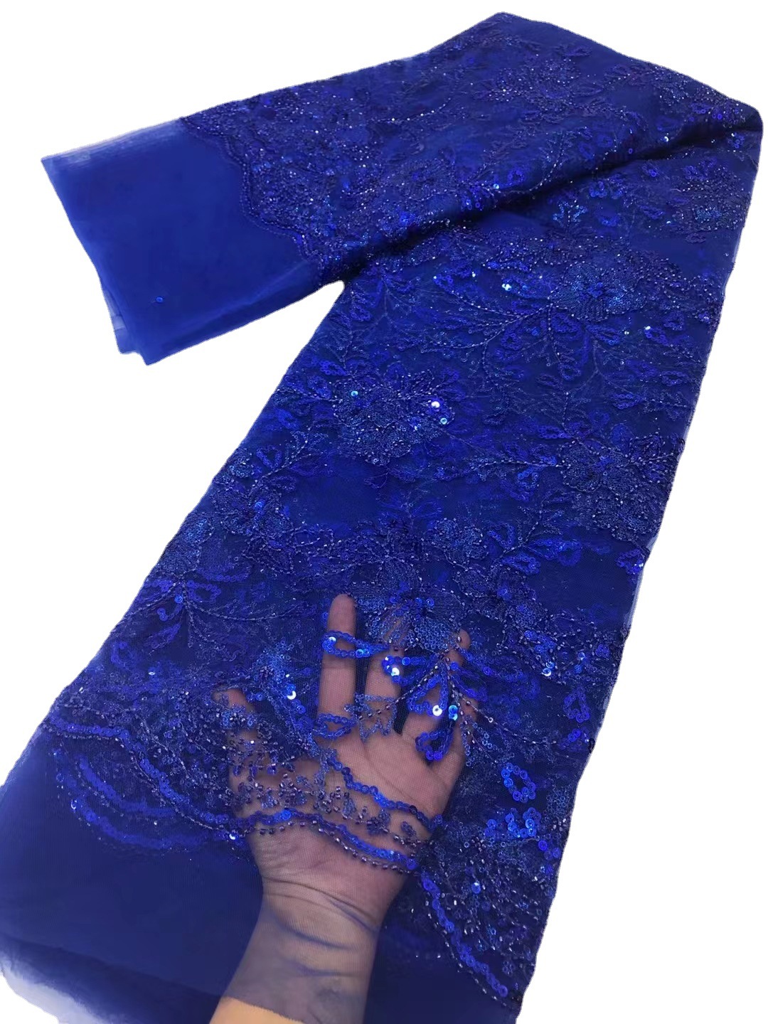 Cuentas de bordado de Europa y América bordado gran flor con cuentas lentejuelas tul encaje vestido de noche vestido de boda encaje tela JX3067