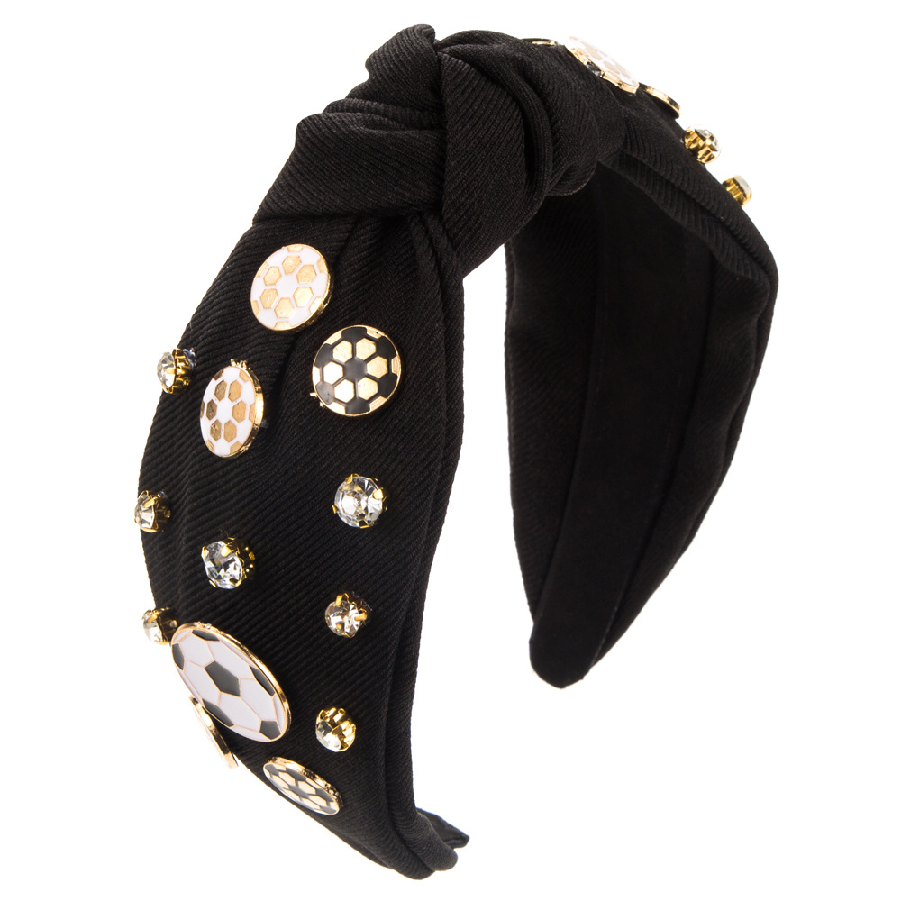 Women's Casual Simple Style Basketball Football Cloth Inlay Rhinestones Hair Band display picture 8