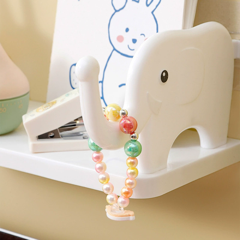Wall-Mounted Storage Shelf, Elephant & Human Hooks, Punch-Free, Creative Multi-Layer Organizer