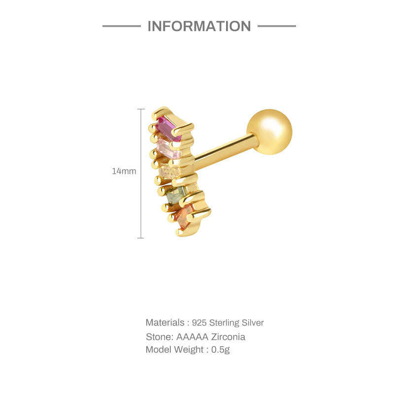 Geometric Pattern 1 Piece Ear Cartilage Rings & Studs Fashion Geometric 925 Sterling Silver Zircon