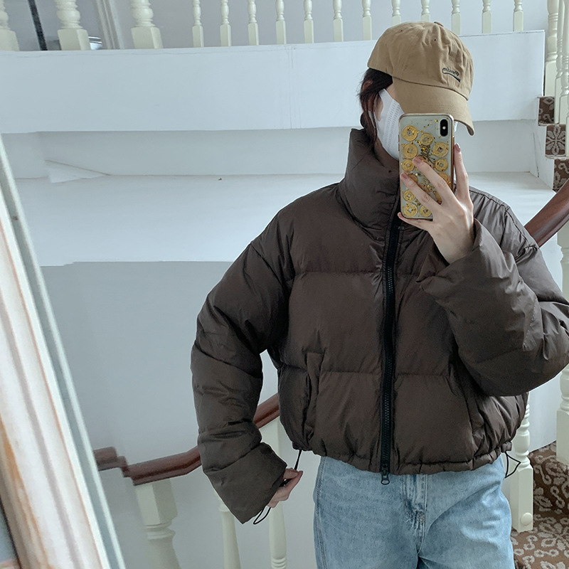 2025欧美棉服女冬加厚立领宽松短款韩版高腰面包服小个子棉衣外套|undefined