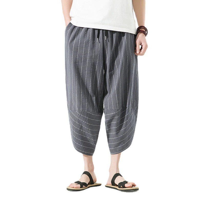 Summer Japanese trend trousers, cotton and linen, Chinese style, oversize