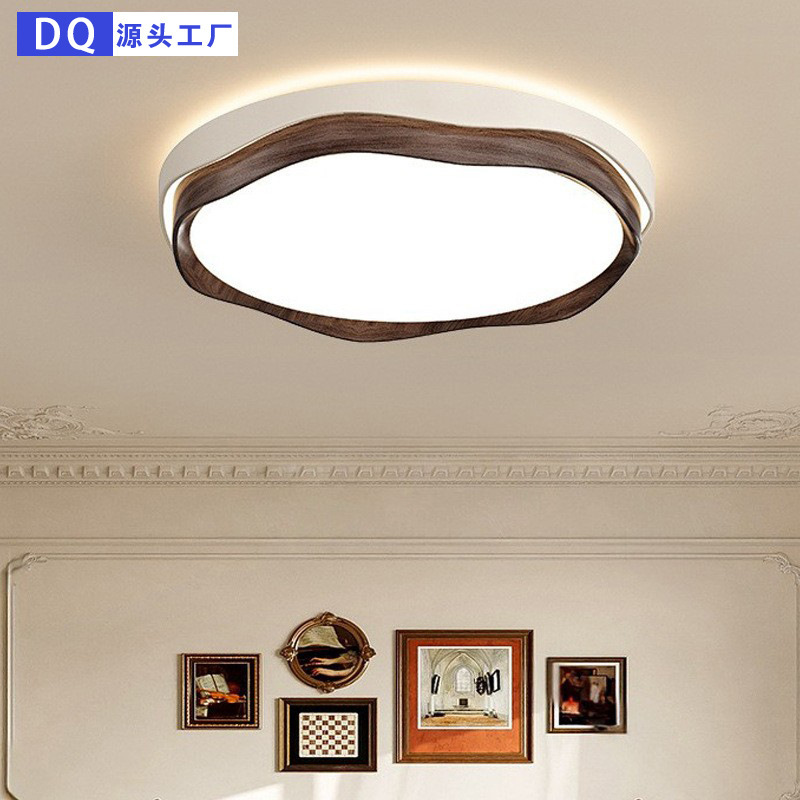 Full-Spectrum French Mid-Century Style Bedroom Ceiling Light with Walnut Wood Grain Color, Elegant and Warm, New Chinese-Style Eye-Protection Living Room Light Full-Spectrum French Mid-Century Style Bedroom Ceiling Light with Walnut Wood Grain Color, Elegant and Warm, New Chinese-Style Eye-Protection Living Room Light