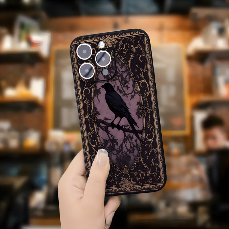 Black Aesthetic Phone Case Suitable for Iphone17Promax All-Inclusive 14 Anti-Fall 15Plus Black Soft Case