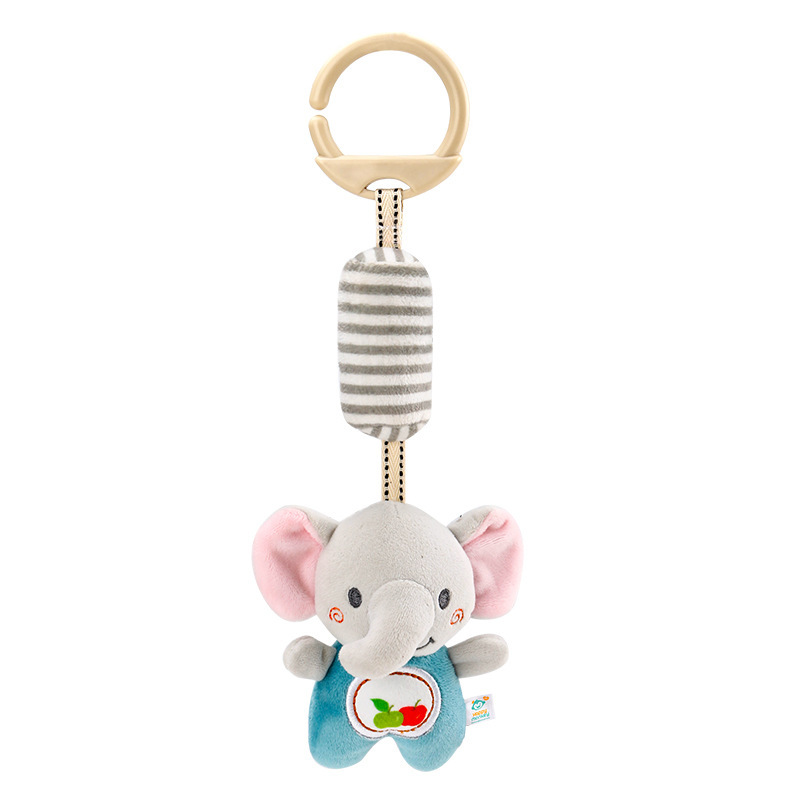 Juguete de peluche de mono feliz para educación temprana, campana de viento relajante para cuna, sonajero de mano para bebé.