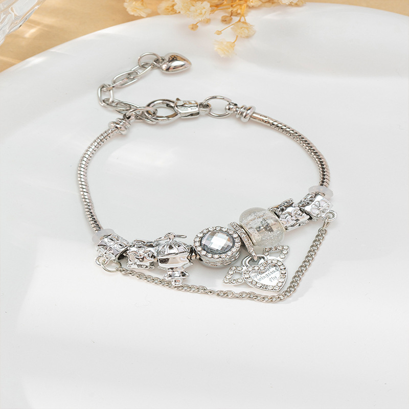 Panjia pulsera Dora DIY cuentas de cristal explosión transfronteriza colgante de alas de ángel pulsera de cadena de cobre ajustable