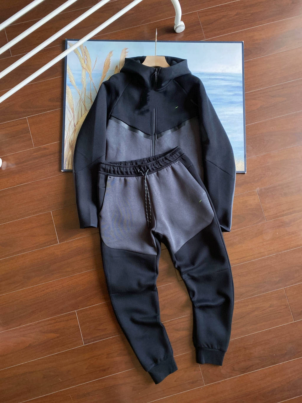 Весенне-осенний спортивный комплект для отдыха, компрессионный TECH FLEECE, технологичная куртка на молнии и брюки (25) 950+496