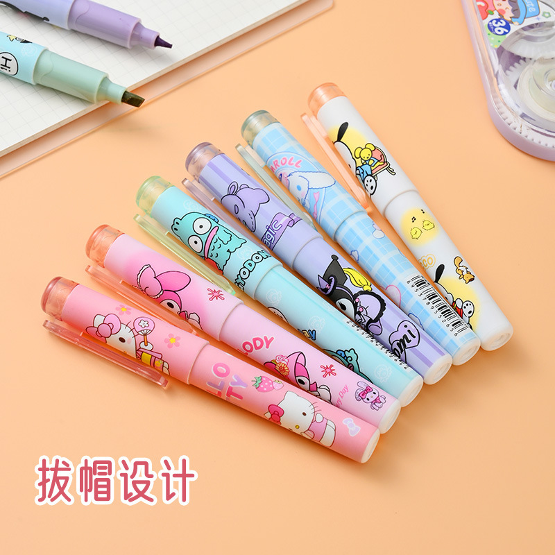 Limitada nueva Sanrio pluma destacada de dibujos animados lindo coolo mano cuenta pluma estudiante clave de gran capacidad pluma destacada