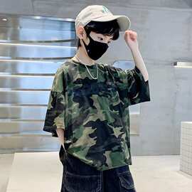 男童夏装套装2025新款中大童迷彩绿色短袖儿童夏款军训服中小童