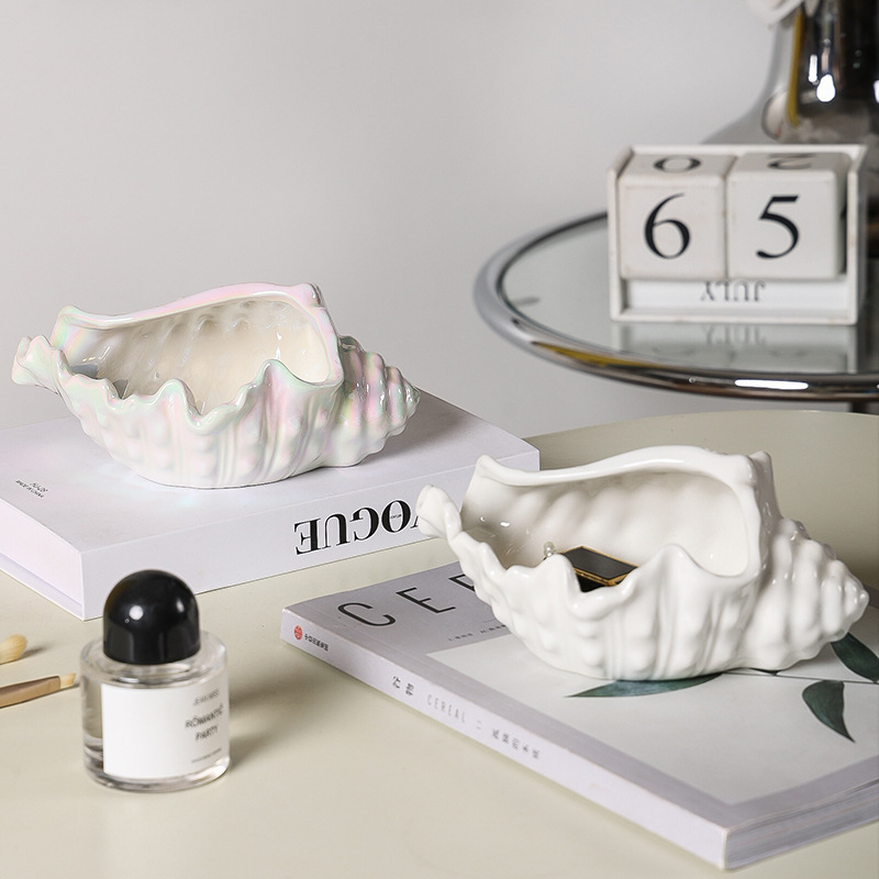 Creative Conch Ceramic Jewelry Box Necklace Ring Earrings Storage Box Cosmetic Dressing Table Storage Tray Box