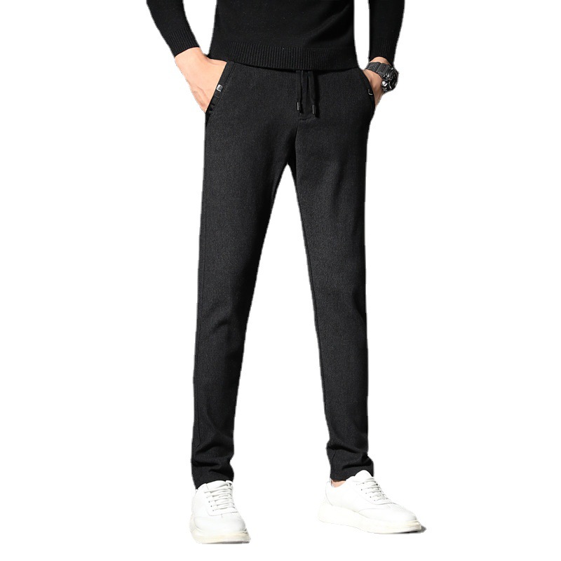 Cordón pequeño recto de primavera y otoño pantalones casuales de los hombres nuevo color sólido Simple estilo coreano de los hombres jóvenes pantalones estables