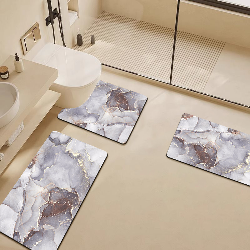 Alfombra de barro de diatomeas simple, alfombrilla de baño de secado rápido absorbente de agua especial, alfombrilla de baño de tres piezas antideslizante y resistente a la suciedad