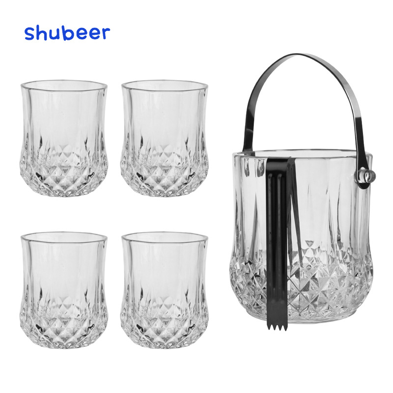 Simple portable glass ice bucket Summer outdoor picnic happy barrel…