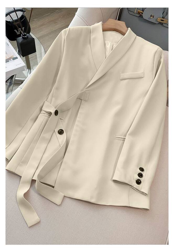 Bộ vest nữ hai mảnh dáng ôm thanh lịch, tay dài, phong cách công sở sang trọng — đen (bộ đồ), Kaki (bộ), Màu trắng nhạt (bộ), hồng (bộ) chi tiết 10