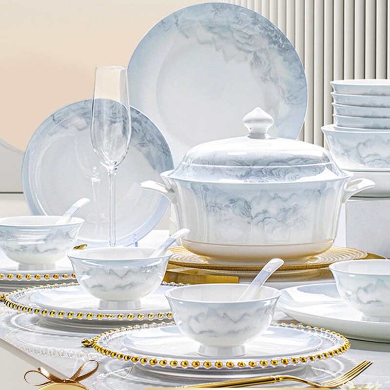 2026 New Model Bowl and Plate Set for Home Use, High Aesthetic Ceramic Jingdezhen Tableware Set, Bowls and Plates, Housewarming Gift