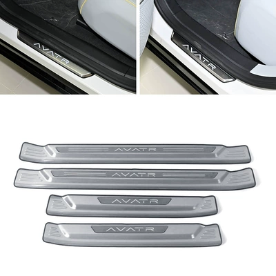 Tailgate Trim Strip Sticker, Dekorativ pedal başlıqları - door-outside-4-pieces-of-outer-sill-strips-stainless-steel-silver-titanium-brushed-for-avatr-11