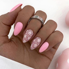 Adorable matte texture floral fresh manicure sweet girl Instagram style fake nails wearing nail tips wholesale