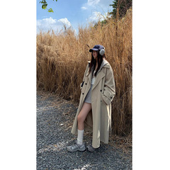 红人馆卡其色风衣外套女款2025新款秋季长款英伦风气质高级感大衣