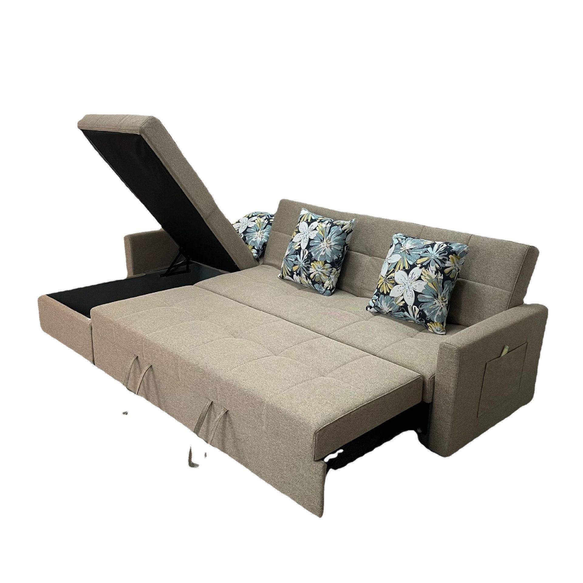 Sofá cama de tela de doble propósito esquina plegable de sala de estar multifunción económica desmontación y lavado almacenamiento tecnología sofá cama de tela image 6