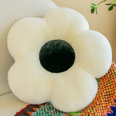 Daisy Flower cushion sunflower plush | Oyuncaq yastıqlar - black-heart-white-35cm
