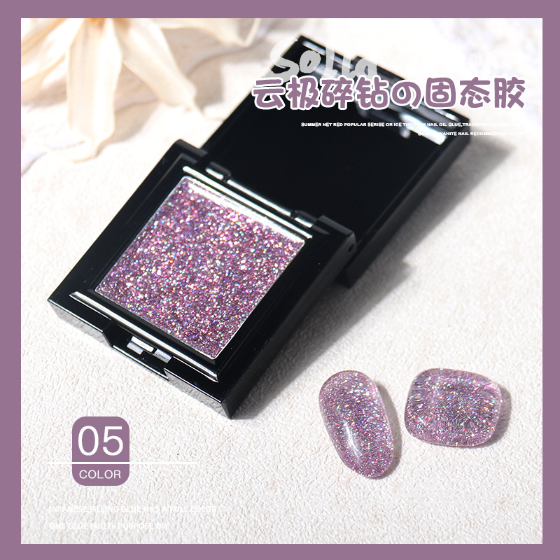 Nuevo arte de uñas nube Polo roto diamante pegamento sólido disco flash polvo esmalte de uñas pegamento sueño lentejuelas pegamento sólido Otoño e Invierno popular