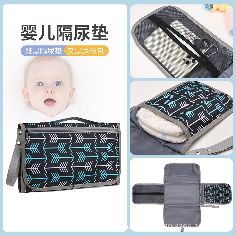 Cross-border hot selling portable mummy bag baby out diaper storage bag baby diaper pad portable changing diaper pad bag