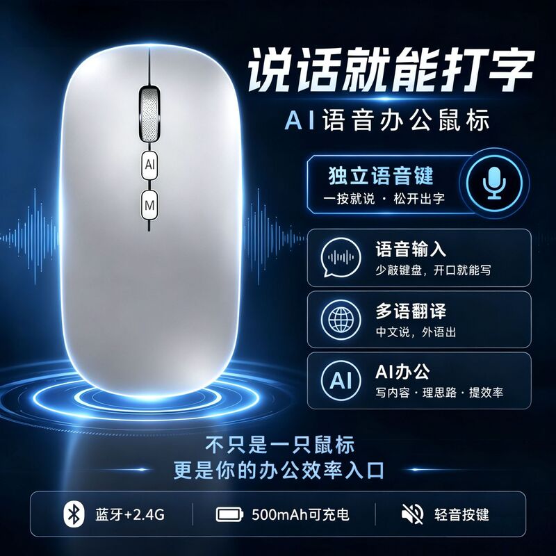 Mouse voice wireless three-mode suitable for Lenovo HP notebook office multi-language office Mouse voice wireless three-mode suitable for Lenovo HP notebook office multi-language office