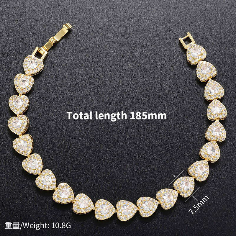 Fashion Heart Shape Brass Plating Zircon Bracelets 1 Piece display picture 4