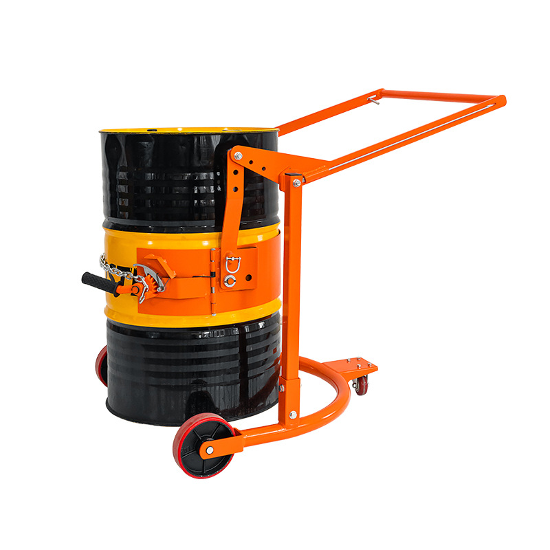 Vehículo de giro de barril de aceite mecánico rotatorio manual de mano con descarga de barril de hierro simple